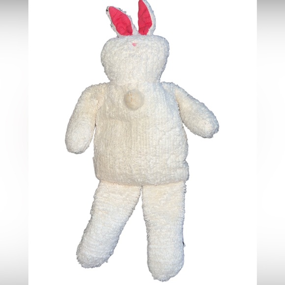 Rare Terry cloth White Pink Bunny Rabbit Bean Bag Plush Woof & Poof - Picture 2 of 4